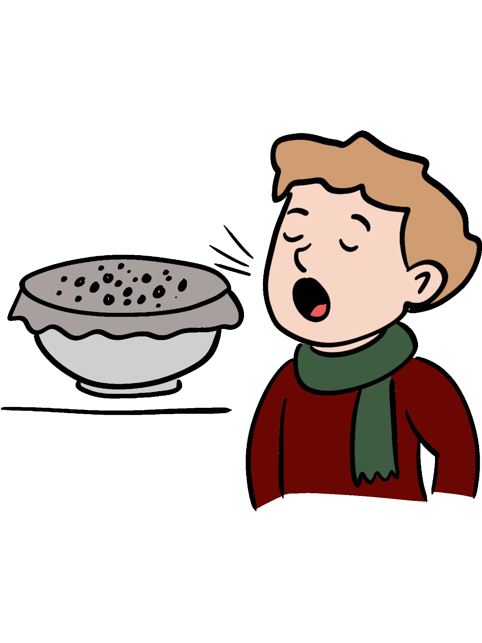 Kind ruft neben einer mit Folie bespannten Schüssel, sodass die Salzkörner tanzen